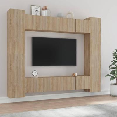 8-delige Tv-meubelset bewerkt hout sonoma eikenkleurig