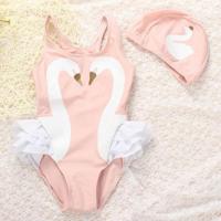 Zwaan Flamingo meisjes zwemkleding met zwemmen Pet maat: L (2-3 jaar)(Pink Swan) - thumbnail