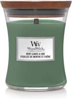 Woodwick Mint Leaves & Oak Medium Candle - thumbnail