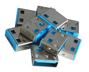 LINDY USB-Lock USB-A-poortslot Set van 10 stuks Blauw Zonder sleutel