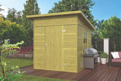 Tuindeco Olaf berging 200x200 cm 16 mm vuren groen geïmpregneerd- Lessenaarsdak- Hout- Tuindeco