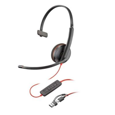 HP Poly Blackwire C3210 Over Ear headset Kabel Mono Zwart Headset, Volumeregeling, Microfoon uitschakelbaar (mute) Computer HP Poly Blackwire C3210 Over Ear headset Kabel Mono Zwart Headset, Volumeregeling, Microfoon uitschakelbaar (mute) Computer