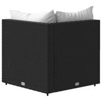 Tuinhoekbanken met kussens 2 st poly rattan zwart - thumbnail