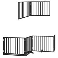 Hondenhek inklapbaar 8 panelen 640 cm populierenhout zwart - thumbnail