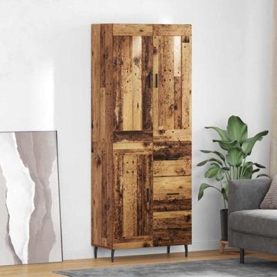 Hoge kast met lade 2 pcs Oud Hout Bewerkt hout
