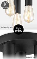 Moderne LED Plafondlamp Marna - Zwart - Rond - 19/19/16.5cm - geschikt voor E27 fitting - 3 lichts Plafondlamp gemaakt van metaal - thumbnail