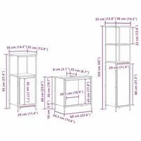 Badkamermeubelset 3 pcs Gerookte eik en Zwart 36 x 35 x 165 cm - thumbnail