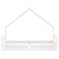 Kinderbedframe met lades 90x200 cm massief grenenhout wit - thumbnail
