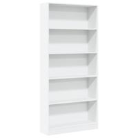 Boekenkast 80x24x176 cm bewerkt hout wit - thumbnail