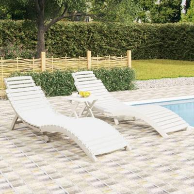 Ligbedden 2 st 184x55x64 cm massief acaciahout wit