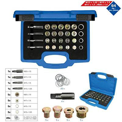Brilliant Tools BT711250 Reparatieset voor olie-aftapschroefschroefdraad, 64-delig Brilliant Tools BT711250 Reparatieset voor olie-aftapschroefschroefdraad, 64-delig