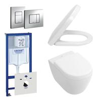 Villeroy & Boch Subway Compact Toiletset - directflush - inbouwreservoir - diepspoel wandcloset - bedieningsplaat verticaal/horizontaal - chroom 0720001/0729205/1024232/1025456/ - thumbnail