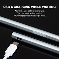 Adonit Neo Ink Stylus Digitale pen Met drukgevoelige punt, Herlaadbaar Zwart - thumbnail