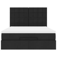 Ottoman bed met matras en LED's 140x190cm stof zwart - thumbnail