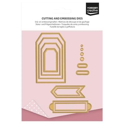 Vaessen Creative • mini snij- en embossingmallen geschulpte cirkels & vierkanten 6st.