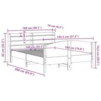 Bedframe zonder matras massief grenenhout wit 140x190 cm - thumbnail