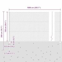 VidaXL Hek met paal zilver 1,5 x 10 m staal - thumbnail