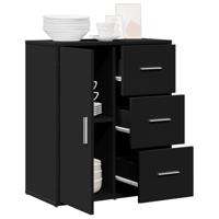 Dressoir 60x31x70 cm bewerkt hout zwart - thumbnail