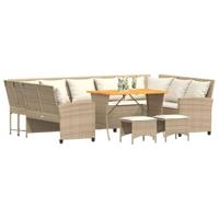 4-delige Loungeset met kussens poly rattan beige - thumbnail