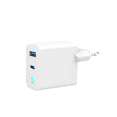 2-poorts 30 W GaN USB snellader, LED, wit