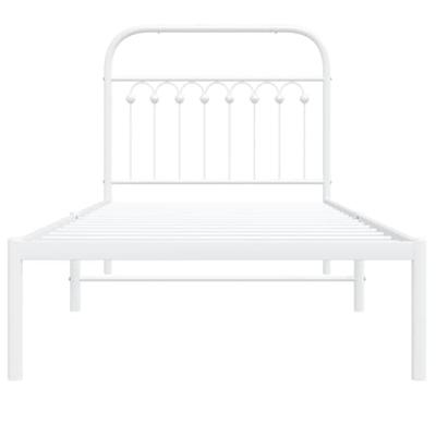 Bedframe met hoofdbord metaal wit 90x190 cm