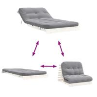 Futon slaapbank met matras 100x206x11 cm massief grenenhout wit - thumbnail