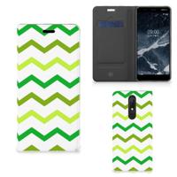 Nokia 5.1 (2018) | Hoesje met Magneet | Zigzag Groen - thumbnail