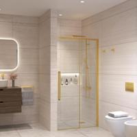 Nisdeur Sanivo Nova Soft Close 120x200 cm Geborsteld Messing Goud Helder Nano 8 mm - thumbnail