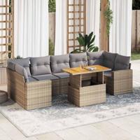 8-delige Loungeset met kussens poly rattan beige - thumbnail