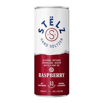 Stelz - Hard Seltzer Raspberry Blik - 12 x 25 cl
