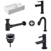 Wiesbaden Fonteinpack Solid Surface Rechts Mat Wit 40x22x10 cm - thumbnail