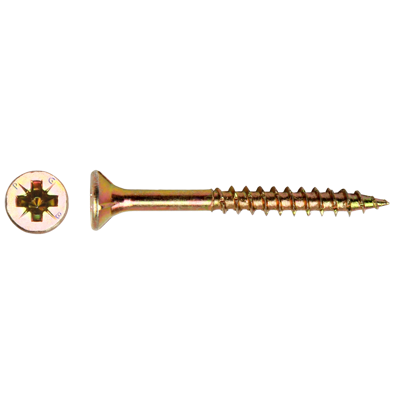 pgb-Europe PGB-FASTENERS | Spaanplaatschroef VZK-Z Ø 6,00x45 ZnGeel | 500 st PGWVZG002006000452