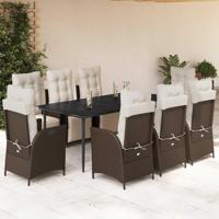 9-delige Tuinset met kussens poly rattan bruin - thumbnail