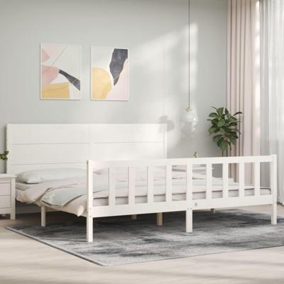 Bedframe zonder matras massief grenenhout wit 200x200 cm