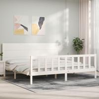 Bedframe zonder matras massief grenenhout wit 200x200 cm - thumbnail