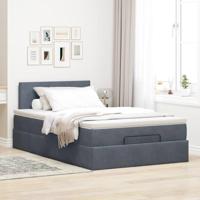 Ottoman bed met matras 120x200cm fluweel donkergrijs - thumbnail