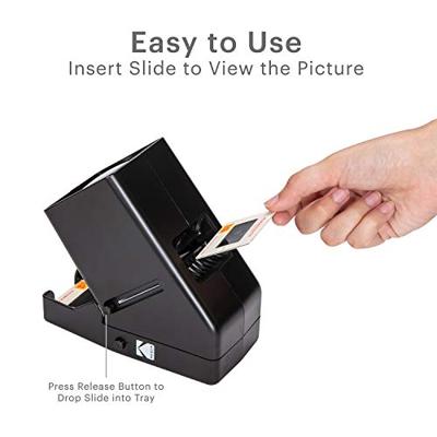 KODAK 35 mm diaprojector en apparaat om films te bekijken, werkt op batterijen, 3-voudige vergroting, led-verlichte display, voor 35 mm dia's en filmnegatieven.