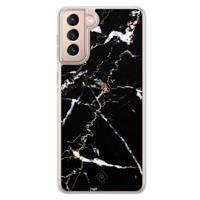 Samsung Galaxy S21 hybride hoesje - Marmer zwart - thumbnail
