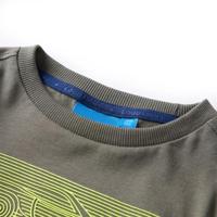 Kindershirt met lange mouwen racewagenprint 116 kakikleurig - thumbnail