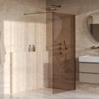 BRAUER Oblivion inloopdouche brons glas 100x200 incl. glascoating PVD goud geborsteld - thumbnail