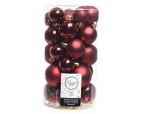 Decoris kerstballen set Plastic 30st Ossenbloed 4-5-6cm - thumbnail