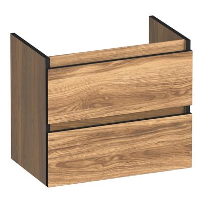 Brauer Joy Edge - Onderkast Ondiep - 60 cm - met 2 Softclose Lades Greeploos en 1 Sifon Uitsparing - Honey