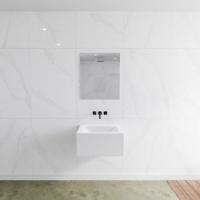 Badkamermeubelset Mondiaz LAGOM 60 cm Gecentreerde Waskom Solid Surface Zonder Kraangaten Mat Wit (1 lade) - thumbnail