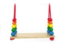 Hess Houten plankschommel met kralen (regenboog) - thumbnail