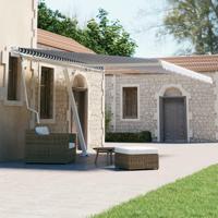 Luifel vrijstaand automatisch 400x300 cm blauw en wit - thumbnail