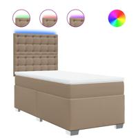 Boxspring met matras kunstleer cappuccinokleurig 90x200 cm - thumbnail