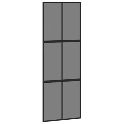 VidaXL Schuifdeur met beslagset 76x205 cm gehard glas zwart VidaXL Schuifdeur met beslagset 76x205 cm gehard glas zwart