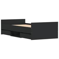 Bedframe met hoofd- en voeteneinde zwart 100x200 cm - thumbnail