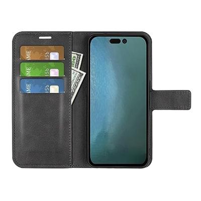 Casecentive Leren Wallet case met sluiting iPhone 14 Plus zwart
