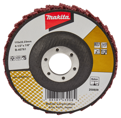 Makita Accessoires Lamellen conditioneringschijf 115mm medium - B-40761 B-40761 Makita Accessoires Lamellen conditioneringschijf 115mm medium - B-40761 B-40761
